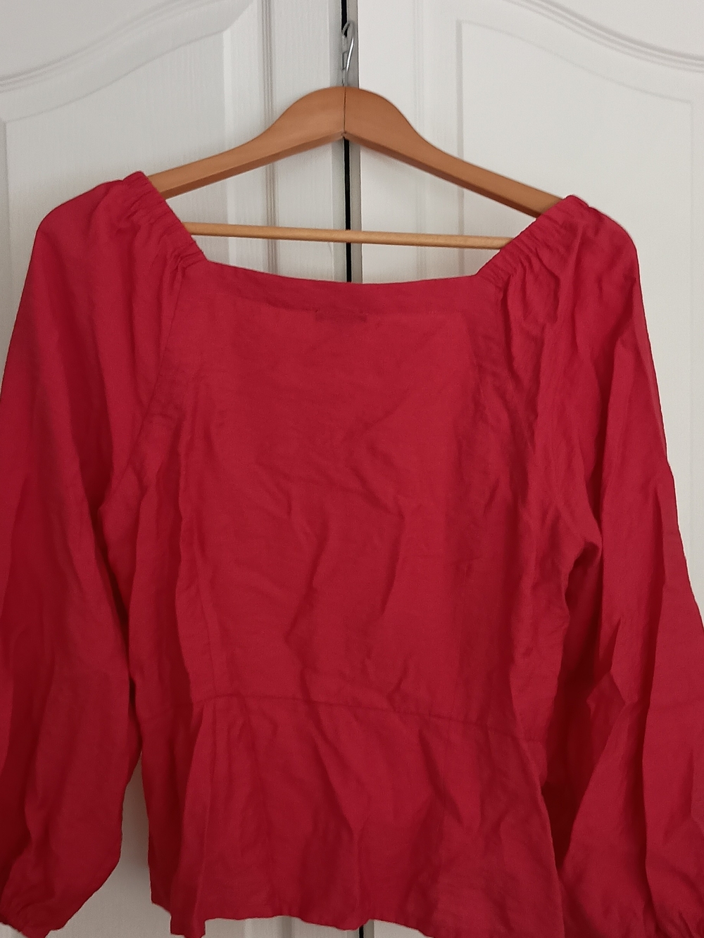 Ann Taylor Vibrant Red Blouse with Square Neck